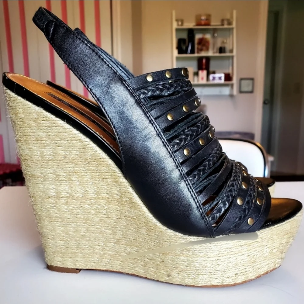 Steve Madden Leather Sling Back Espadrilles